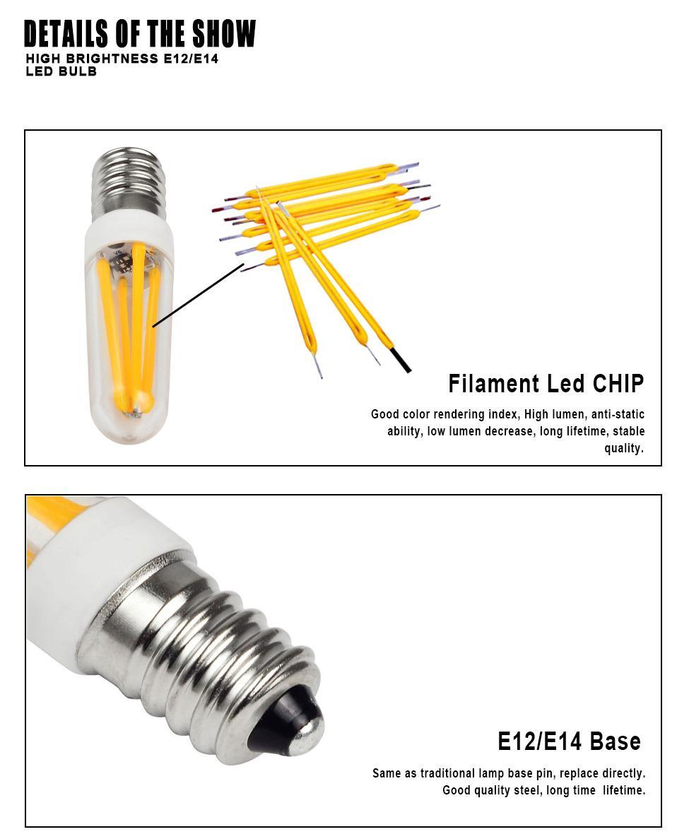 E14 LED Lamp 220V 110V Mini LED E12 Filament Bulb E14 COB LED Light
