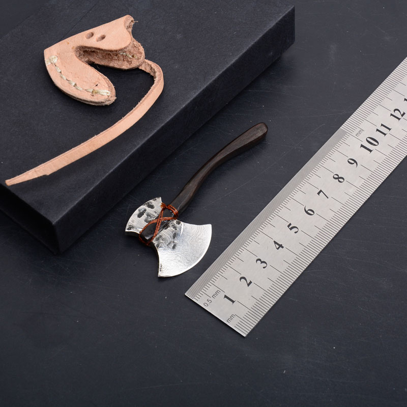 

Mini Damascus AXE Knife Wood Handle Tactical Camping Fixed Blade Knife Camping Rescue Pocket EDC Utility Tools Xmas Gift for Man Collection