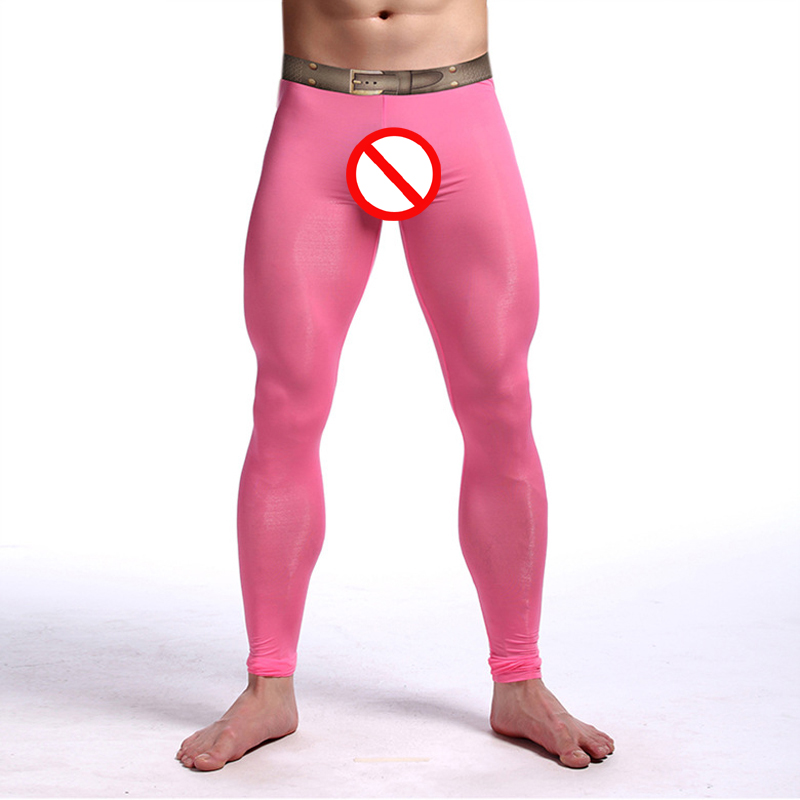 

Sexy Men's Underwear Clothing Transparent Zentai Leggings Ballet Silk long johns Costumes Super stretch Nylon Spandex for Men free shipping, Yellow
