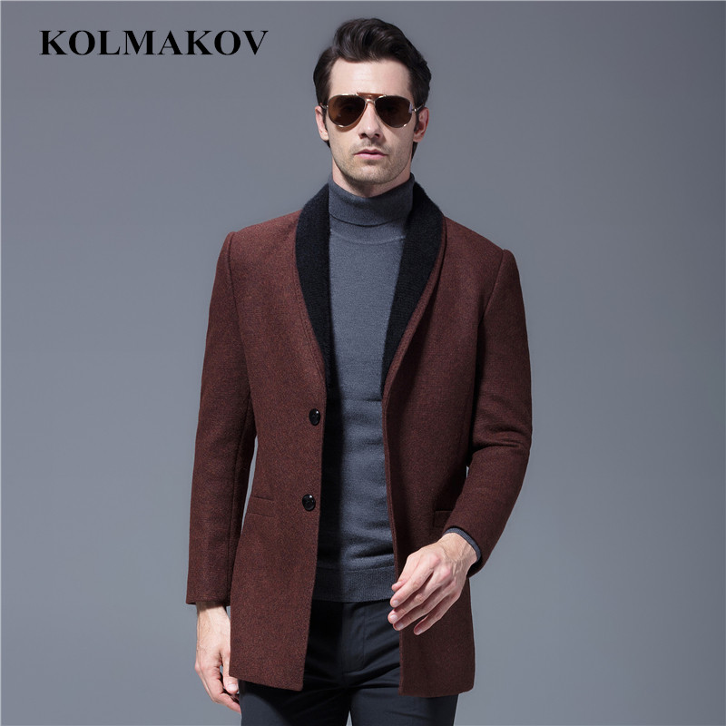 KOLMAKOV 2018 New Arrival Men's Top Designed Woolen Coats Mens Autumn Winter Overcoat Classic Business Casual Wool Jackets M-3XL