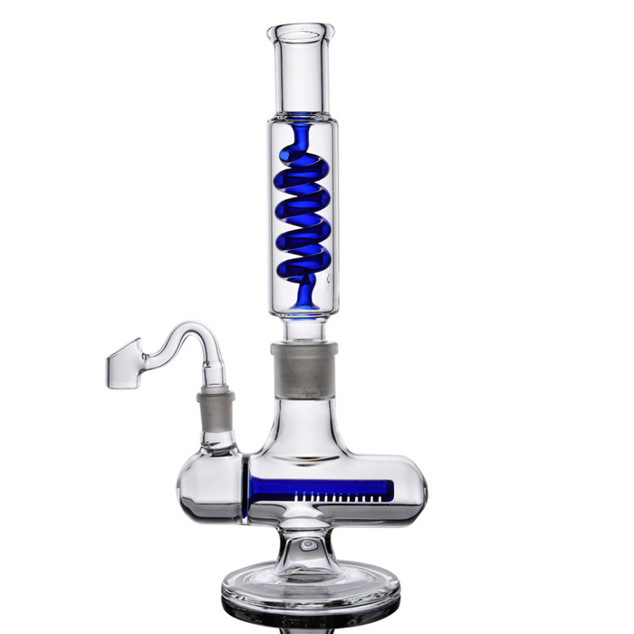 

12.2 inchs Hookahs Freezable Coil Bong Waterpipes Smoke Cigarette Thick Glass Water Bongs Oil Rigs Chicha With 14mm glass banger