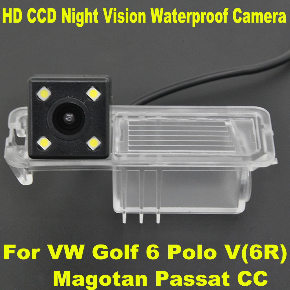 Caméra de recul étanche CCD 4 LED pour voiture, Vision nocturne HD, pour stationnement arrière, pour VW Polo V (6R) Golf 6 VI Passat CC Magotan