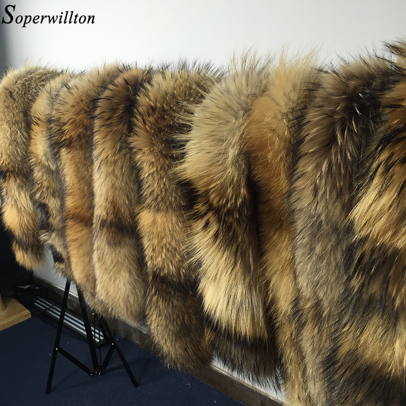 New 2018 Winter 100% Raccoon Fur Real Natural Fur Collar & Womens Scarfs Fashion Coat Sweater Scarves Collar Luxury Neck Cap D88 C18111701