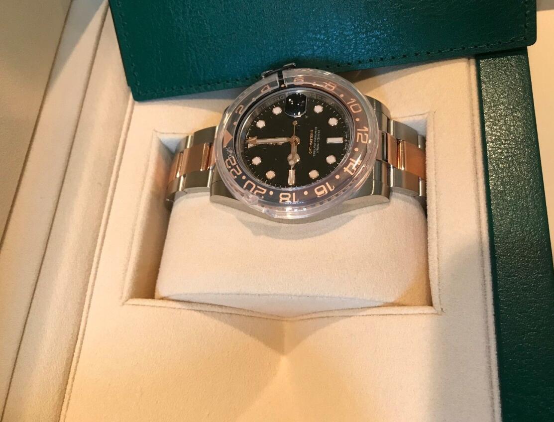 

New Watch 18K Rose Gold/SS GMT 40MM 126711 Ceramic BEZEL Basel World Black Dial Asia 2813 Movement Automatic Mens Watches Original Box