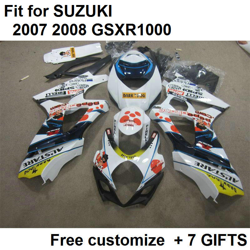Kit de carénage offre spéciale pour Suzuki GSXR1000 07 08 ensemble de carénages blanc noir GSXR1000 2007 2008 YY89