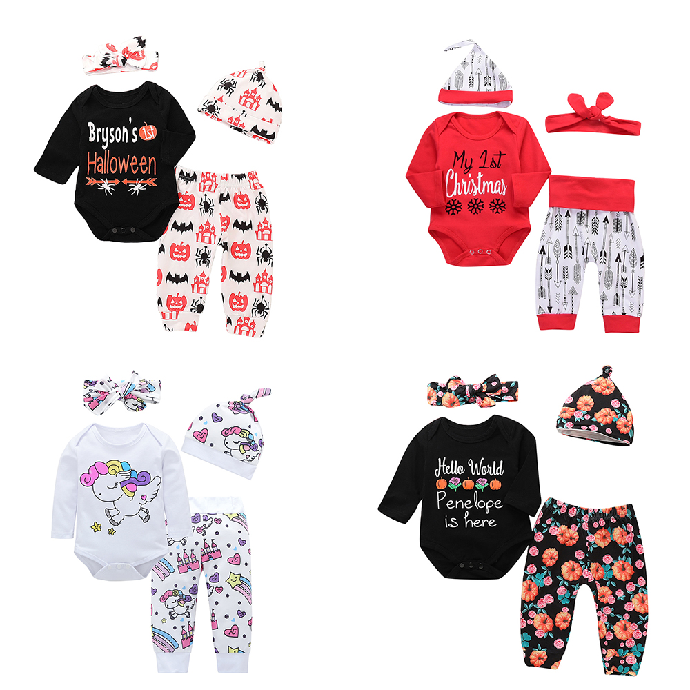 Ensembles de vêtements pour bébé nouveau-né 87 modèles Citrouille d'Halloween Mon premier Noël Licorne Dinosaure Petite soeur Frère Homme Maman G