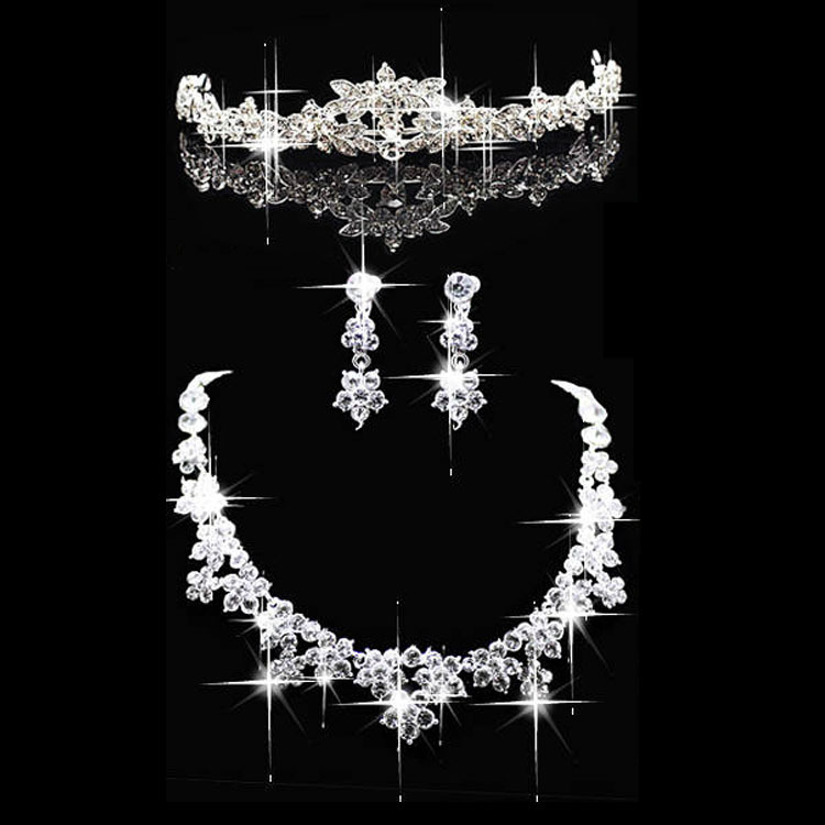 

Cheap Sale Bridal Jewelry Sets Wedding Accessories Necklace Earring Crown Party Jewelry For Ladies Bling Bling