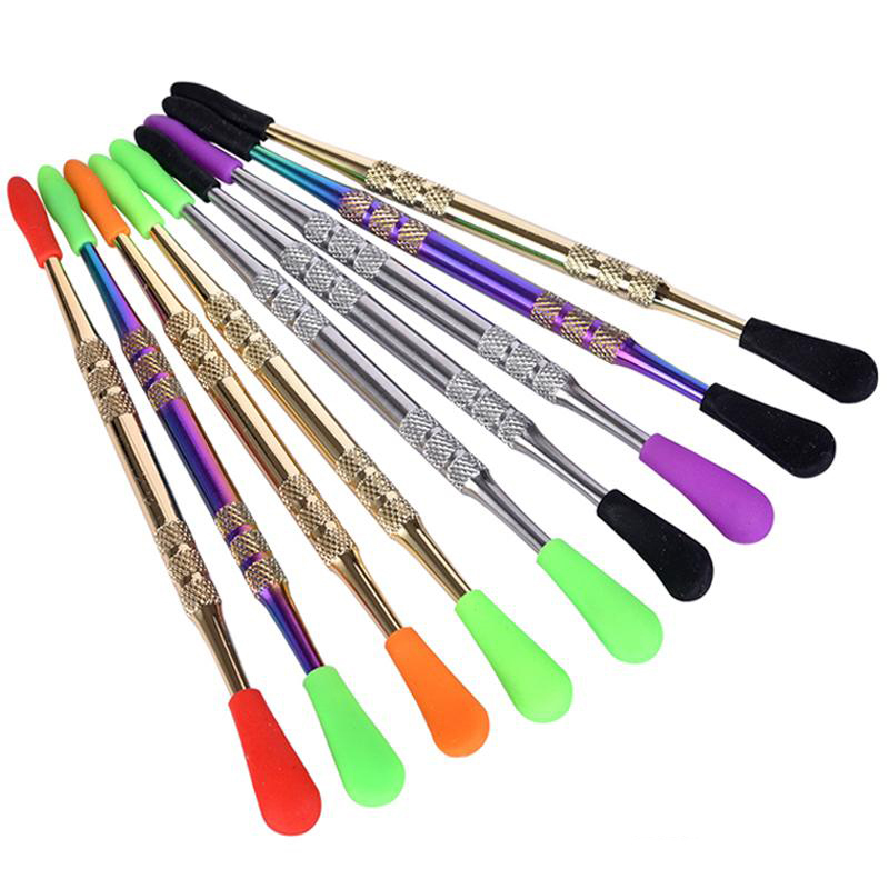 

121mm Wax Dabber Tool For Wax Dry Herb With PP Tube Packaging Metal Tool Dab Rig For Enail Glass Bong Silicone Smoking Pipe