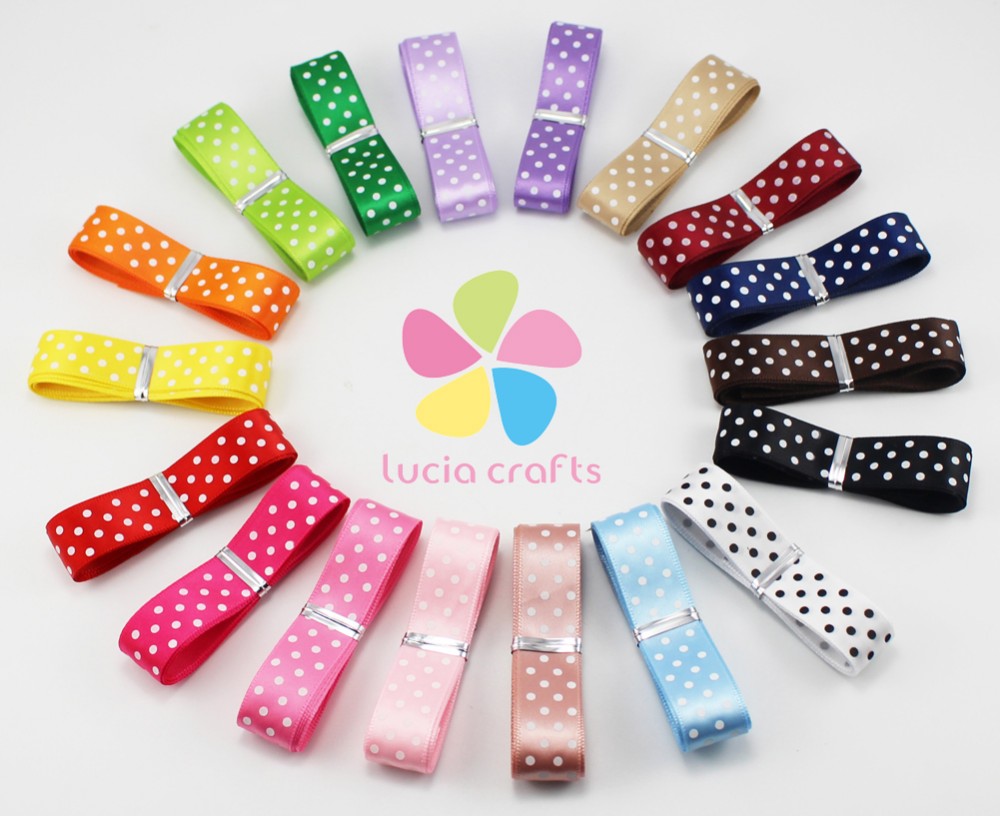 

Lucia crafts 10mm Multi options Polka Dots Pattern Printed Satin Ribbon DIY Sewing & Hair Bow Decoration Crafts 5y/18y 040007087, Light blue 5 yards