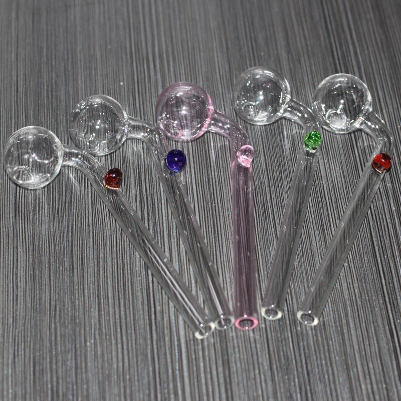 

5.5 Inch Curved Glass Oil burners Glass Bong Water Pipes with different colored glass balancer for smoking