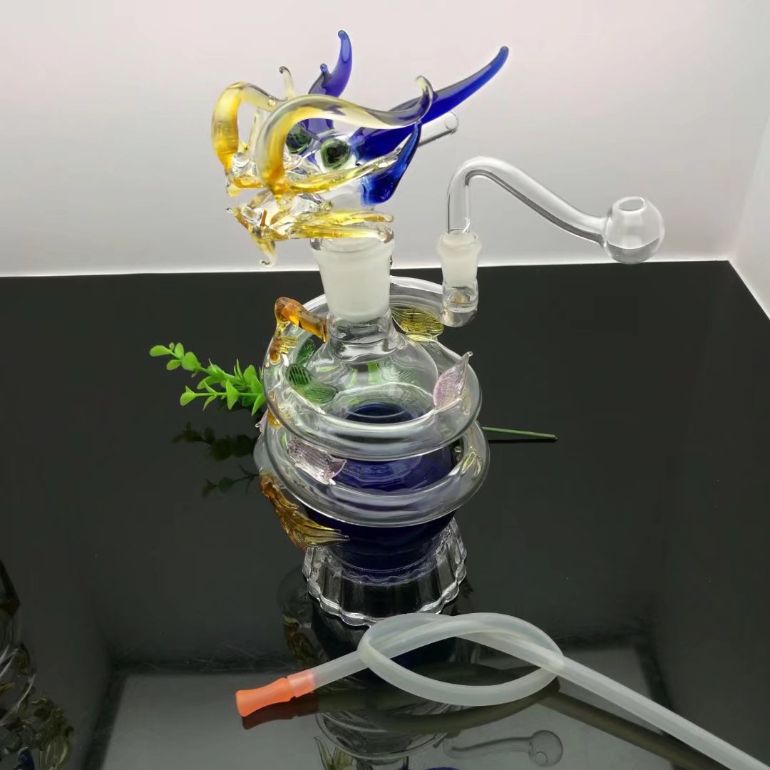 

Colored multi spiral Panlong glass water bottle Pipes Smoking Glass Bongs Glass Bubblers For Smoking Pipe Mix Colors