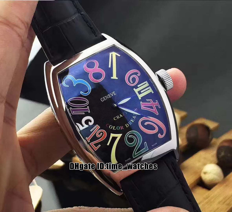 

NEW CRAZY HOURS 8880 CH Silver case black dial Automatic mechanical mens watch Gents bounce Watches black Leather strap 9 colors, Fm87-7