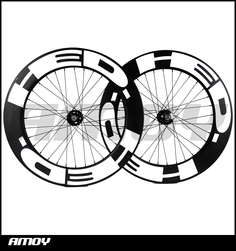 

free shipping 25mm width HED paint 88mm Depth fixed gear carbon wheelset full carbon 700C road track bike bicycle wheels