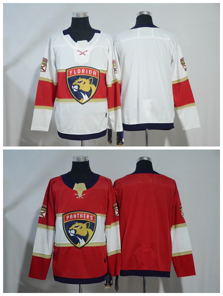 

2018 Florida Panthers Jersey Blank No Name Number Red White Stitched Hockey Jersey