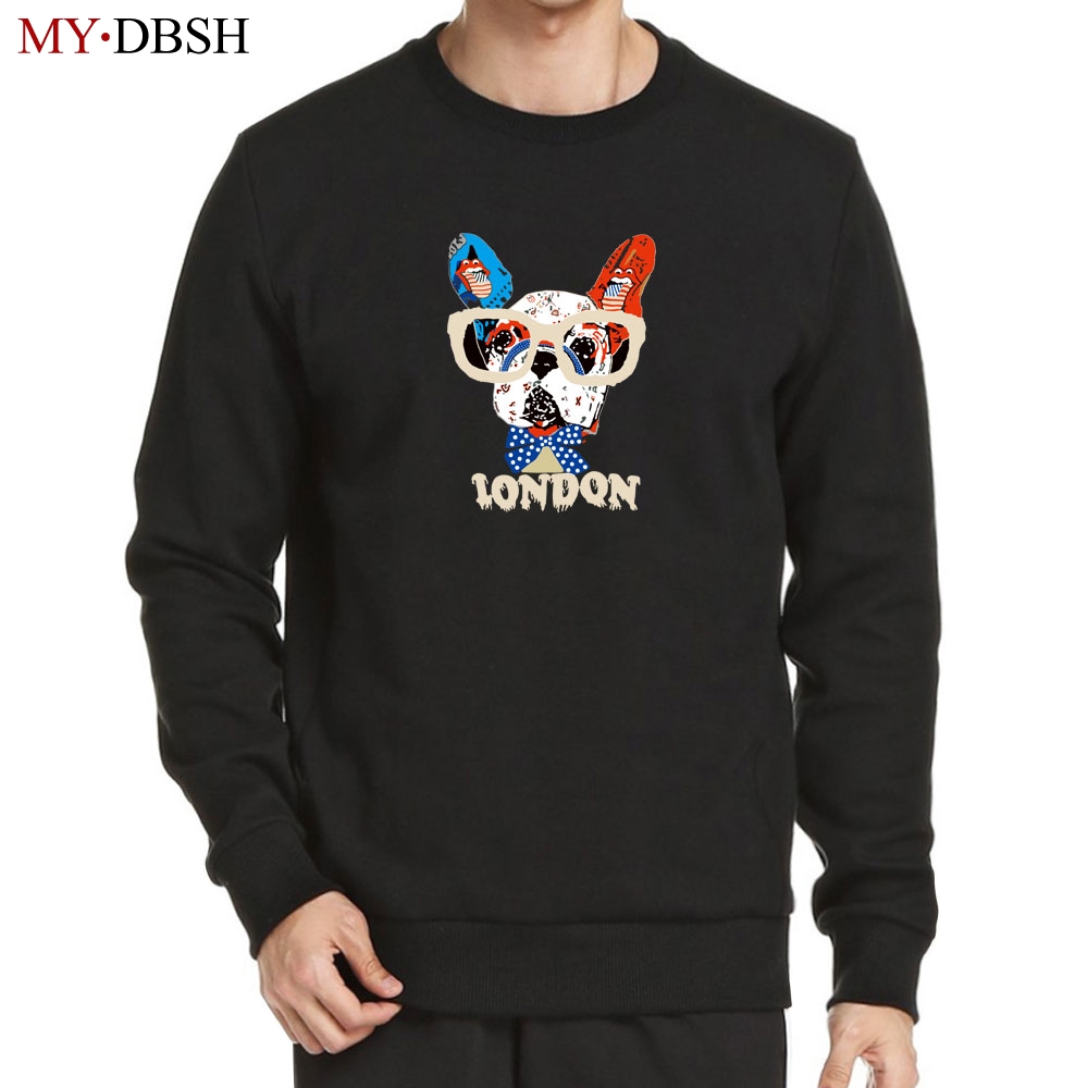 

Cute Glasses Dog Printed Hoodies 2018 Graffiti Printed Pullover Sweatshirts Hip Hop Skateboards Oversized Cotton Hoodies, S1-navy