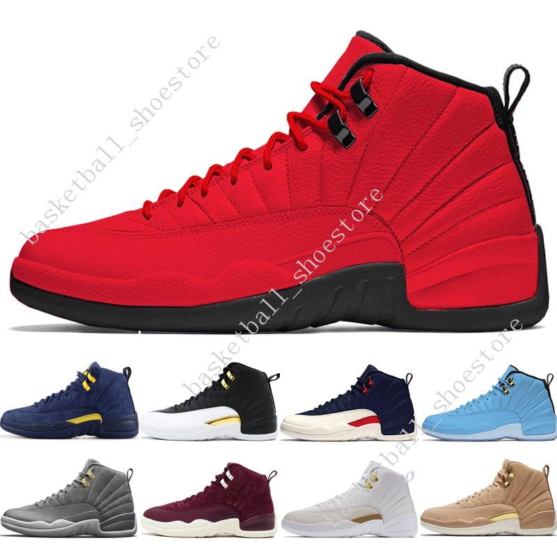 12 12s men basketball shoes Michigan Bulls College Navy UNC NYC Vachetta Tan Dark Grey Bordeaux Wings Flu Game Playoffs mens Sports sneakers