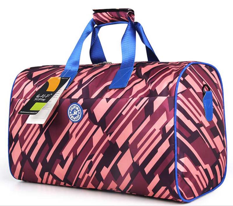 

50pcs Women polyester Waterproof Stripes Flora Printing Travel Duffel Bags Large Capacity Sports Gym Messenger Bag, As photos