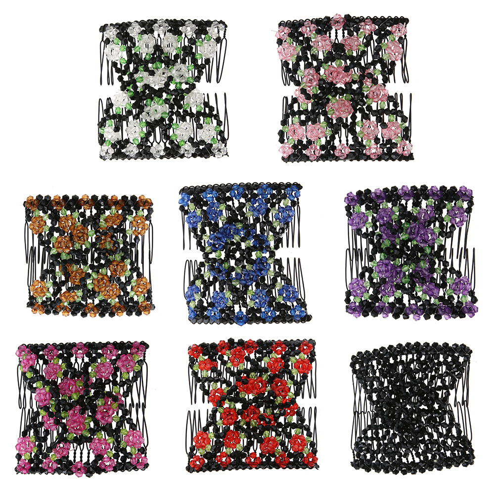 Hair Clips & Barrettes Vintage Flower Bead Stretchy Combs Double Slide Metal Comb Clip Hairpins For Women Accessories Gift-image-157497441