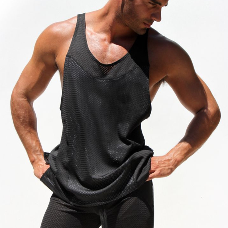Mens Workout Singlet MR STRONG Breathable Polyester