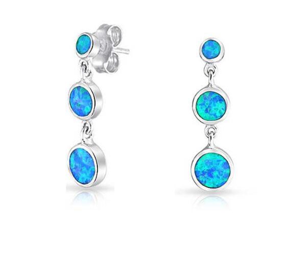 Vintage 925 Argent Boho Turquoise Gemstone Drop Dangle Crochet Boucles D/'oreilles En Gros