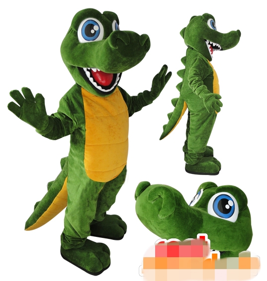 

Custom Green Dinosaur mascot costume free shipping