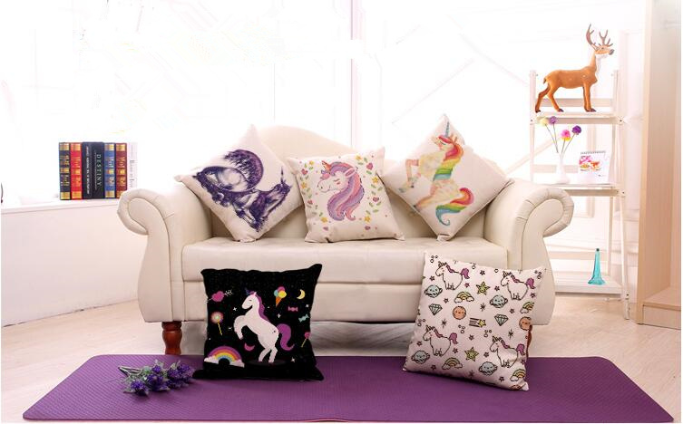 

Cartoon Unicorn Print Cotton Flax Pillow Case Cover Car Sofa Pillow Sham Armchair For Living / Study / Dining Room Bedroom Hotel MYJ057, Mixed