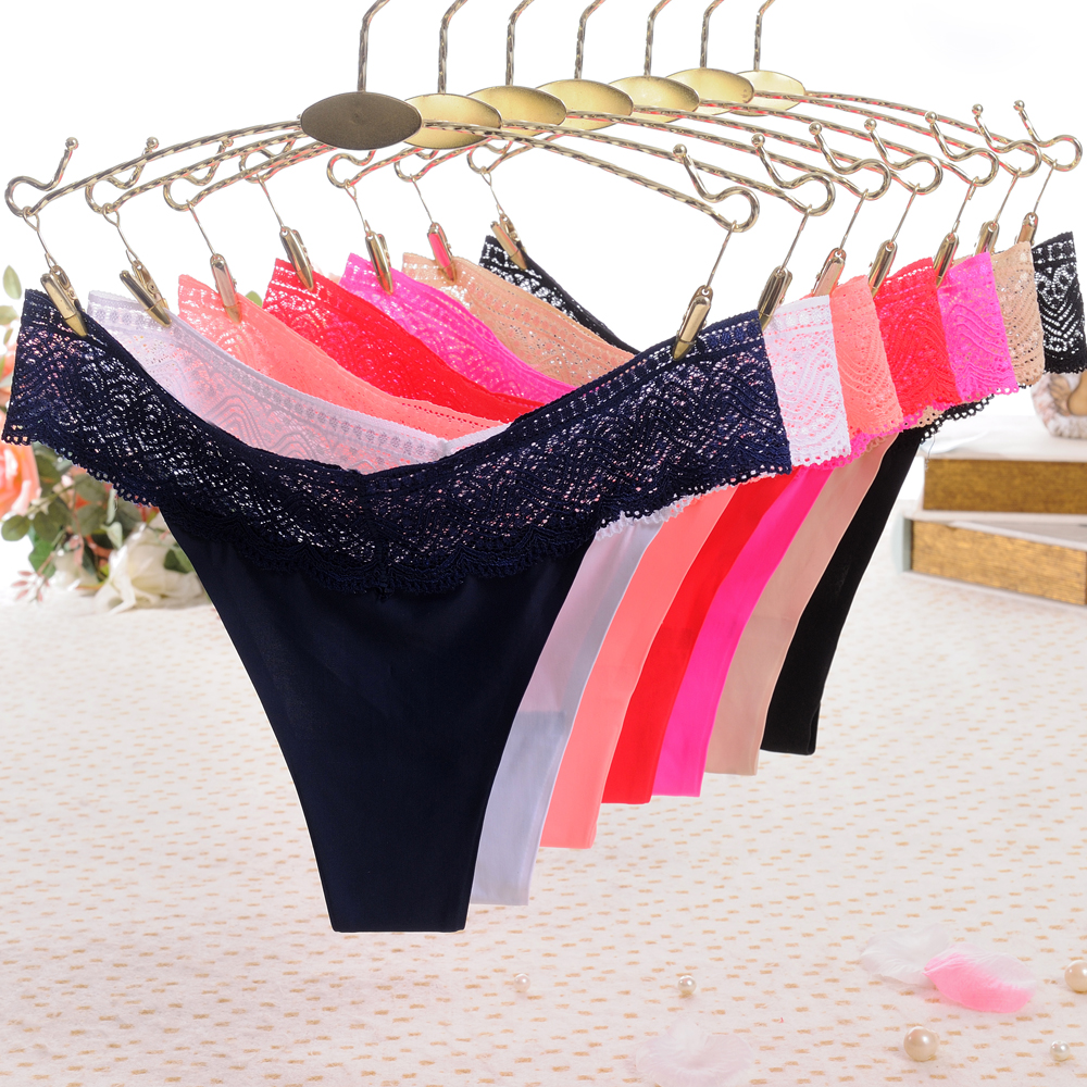 

Teenage Girls Seamless Panties Underwear active women Thongs solid color lace Briefs Female g-string new hot Bragas 1521