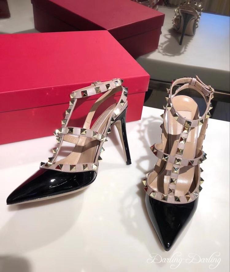 

2018 Beautiful Woman With High Heel Sandals Imported Leather Female Sandals Designer Has Tag Female Slippers Women Fashion High Heels, Red
