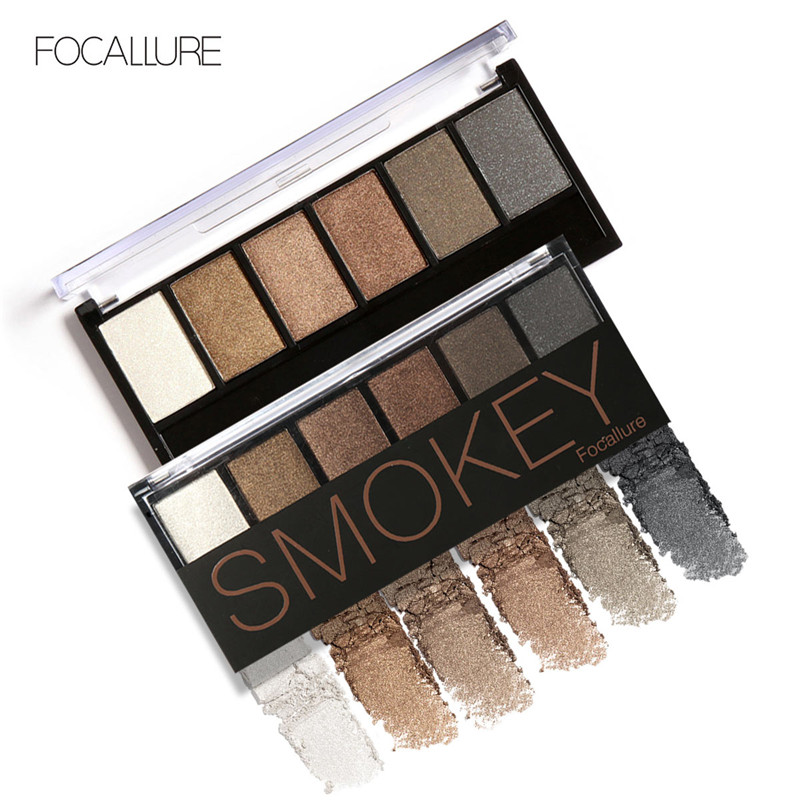 

FOCALLURE 6 Colors Eyeshadow Palette Glamorous Smokey Eye Shadow Shimmer Colors Makeup Kit by Focallure, Mix color