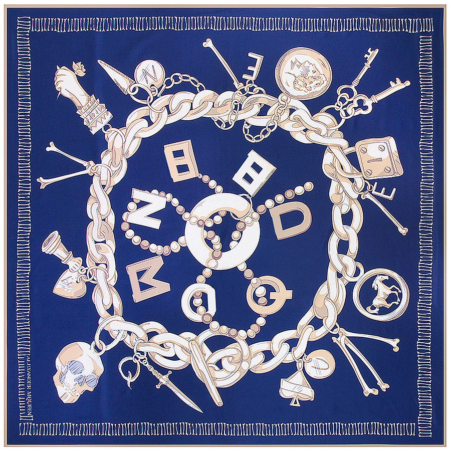 

Fashion Twill Silk Women Scarf 130*130 Euro Design Chain Letters Skull Print Square Scarves High Quality Gift Large Silk Shawls S18101904