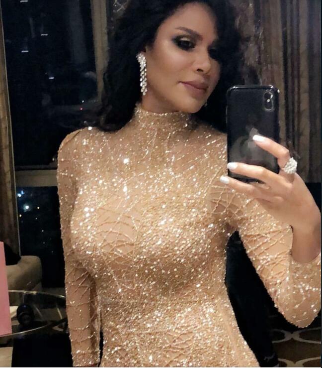 

Evening dress Yousef aljasmi Kim kardashian sleeve Beaded Stand collar Mermaid Almoda gianninaazar ZuhLair murad 0005, Same with picture