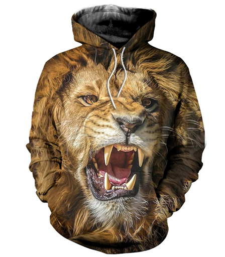 3d lion print hoodie