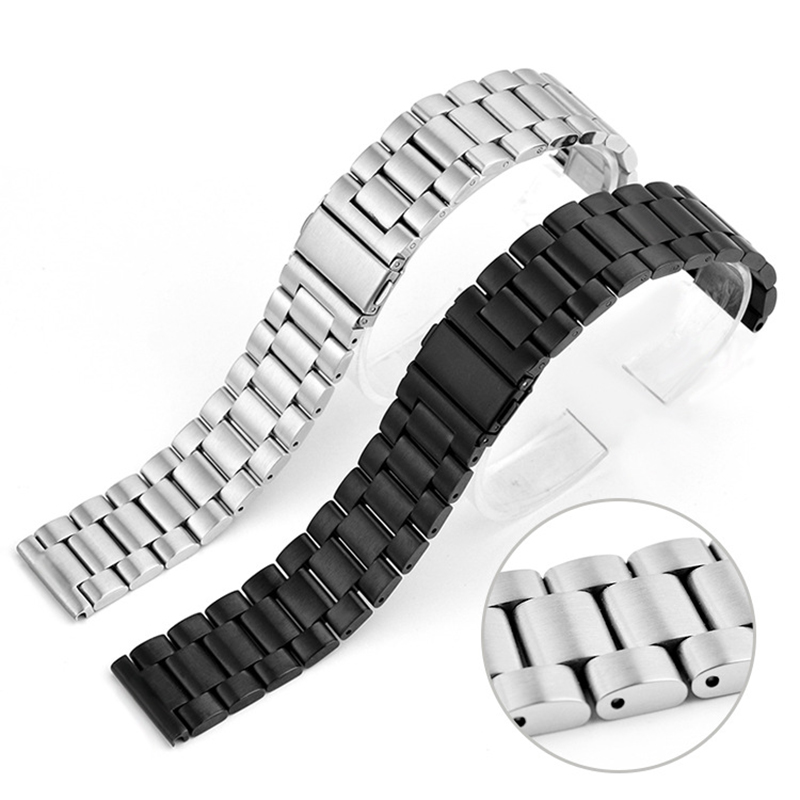 

Universal Full Solid stainless steel Bands Couple Watch Band Strap Suitable for men and women buckle snaps high quality