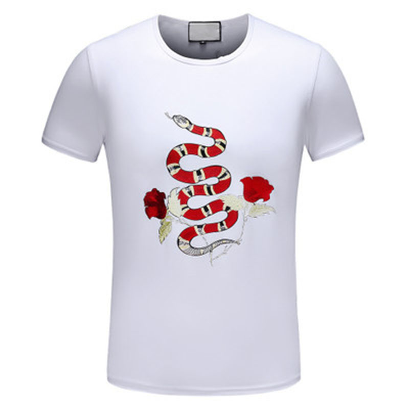 

2021 New Tee Cotton Men Sleeve Summer Brand Snake Painting Tide Designer Mens Plate Shirt Hip Hop T-Shirts Short Luxury Fashion T Ukmdm, Black