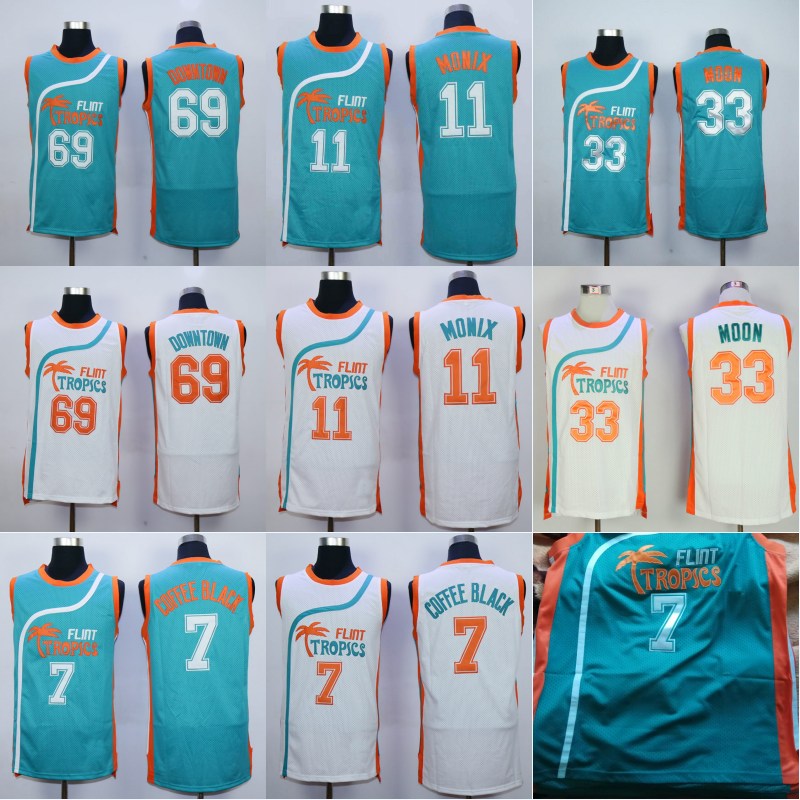 

Basketball Jerseys Flint Tropics Moive Semi Pro 33 Jackie Moon Jersey 7 Coffee Black 11 ED Monix #69 Downtown Jersey Embroidery s IN STOCK, White #69