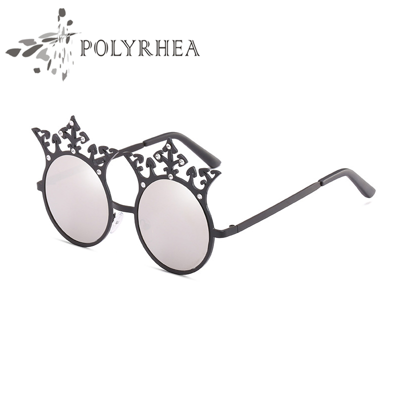 

Luxury Designer Sunglasses Diamond Crown Decoration Vintage Women Italy Brand Sun Glasses Built-In Circular Lens Top Quality