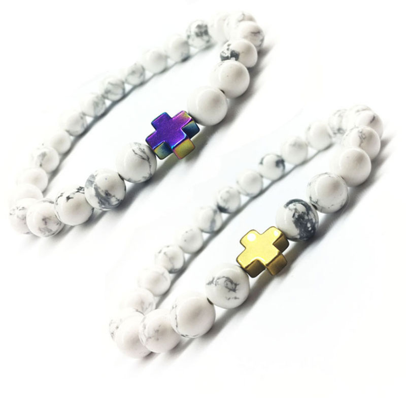 

Natural Lava Stone Prayer Beads Charms Bracelets Anti-fatigue Cross Volcanic Rock Men Women Diffuser Jewelry free shipping