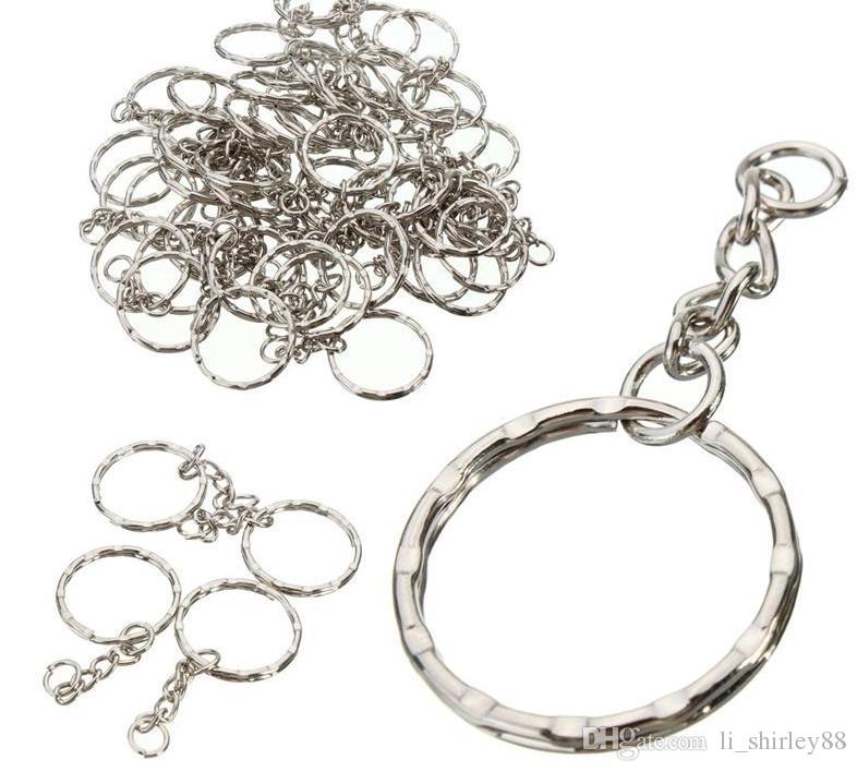 10pcs HOT DIY 30mm Polished Silver Keyring Keychain Split Ring Short Chain YC 10pcs HOT DIY 30mm Polished Silver Keyring Keychain Split Ring Short Chain YC