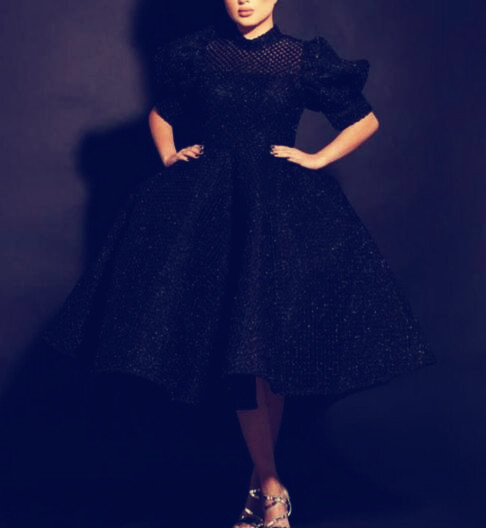 

Evening dress Yousef aljasmi Kim kardashian Puff sleeve Stand collar Lattice Ball gown Almoda gianninaazar ZuhLair murad Kim Kardashian, Same with picture