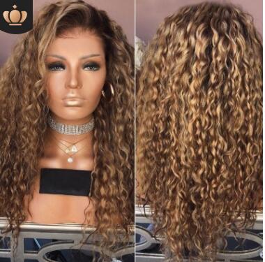

European and American hot new wigs, African black blacks, small curly hair, brown long curly hair dyed chemical fiber hair sets., Light brown