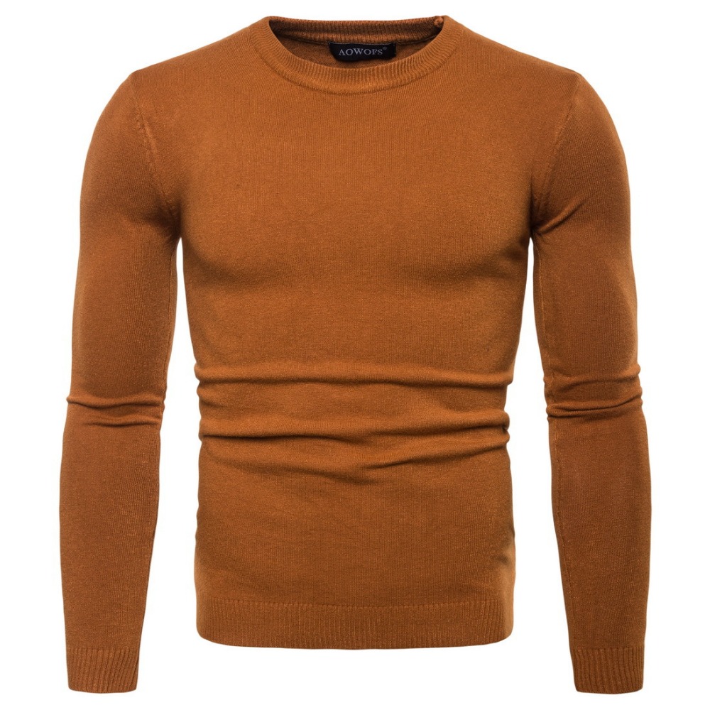 2018 Autumn New Arrival Men's Sweater Fashion O Neck Solid Sweaters Mens Clothes Trend Casual Slim Knitted Long Sleeve Sweaters