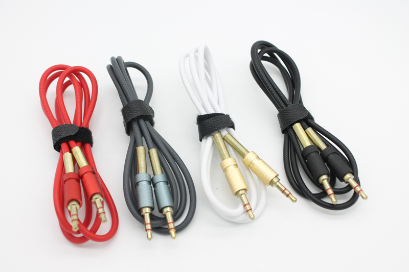 Dual Male AUX Audio Cable 1m/3ft 3.5mm Gold-plated Plug TPE Embossed Double Spring Cord by DHL 100+-image-429071517