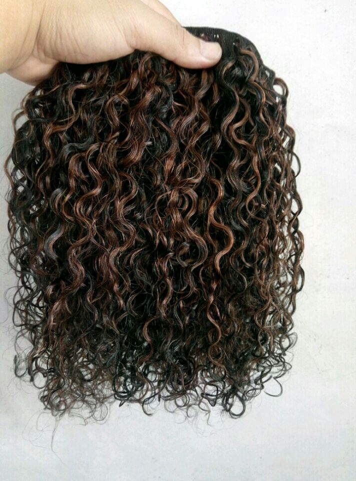 Brazilian Human Virgin Remy Hair Natural Black 1b#/Medium Brown 4# Hair Weft Human Hair Extensions Double Drawn-image-411771231