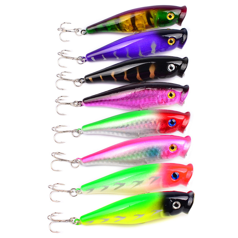 

Colorful Painted Laser Popper bait 7.5cm 8.2g 3D Eyes Freshwater Fishing floating Swimming Popper Artificial lure