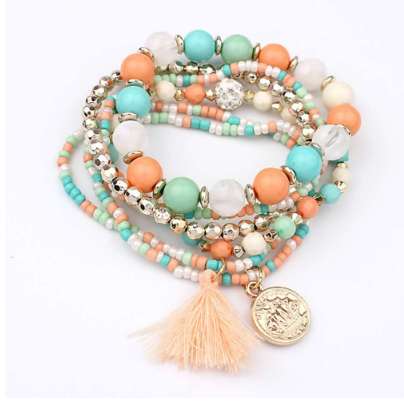 

Women Fashion bracelet Multilayer Beads Bangle Tassels Bracelets beaded tassel bracelet Gift for women ladies