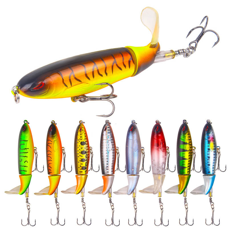 

Fishing Lure Whopper plopper with Floating Rotating Tail Topwater Bait Freshwater Saltwater Lures for Carp Bass Pike