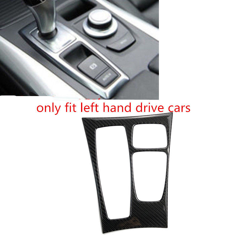 Black Carbon Fiber Gear Shift Box Panel Cover Trim 1pcs For BMW X5 E70 2007-2009