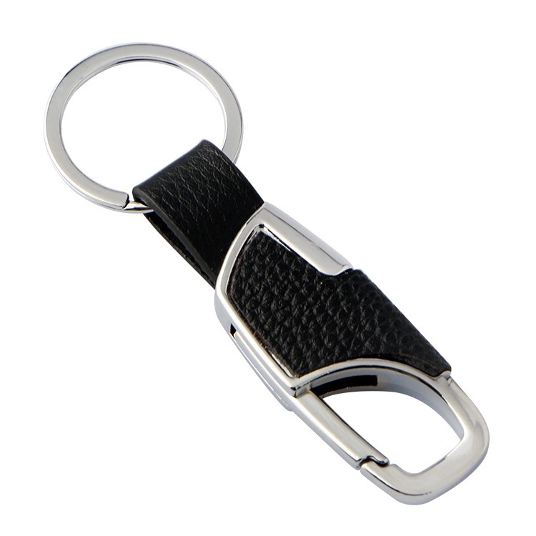 

Leather Men Keychain Bag Pendant Elegant Business Car Key Chain Ring Holder Jewelry, Silver