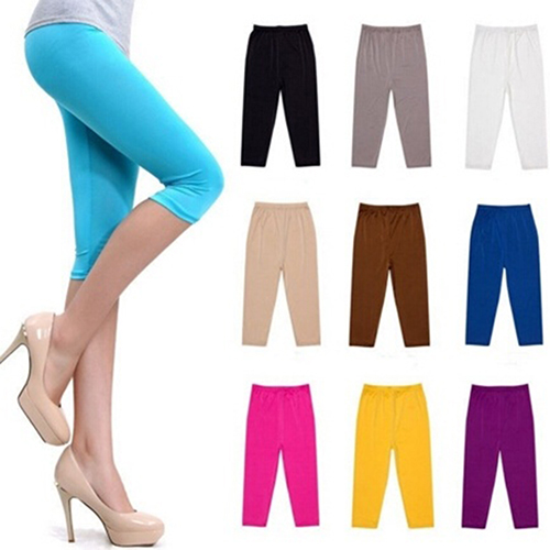 

Wholesale- Women Girl Candy Color Capris Cropped Tight Shorts, White