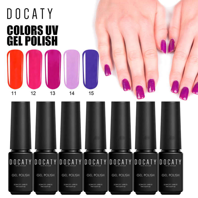 

Docaty Permanent Enamel Nail Design Gel Lacquer Pure Colors UV Nail Gel Varnish Manicure DIY Art Polish Set, 43